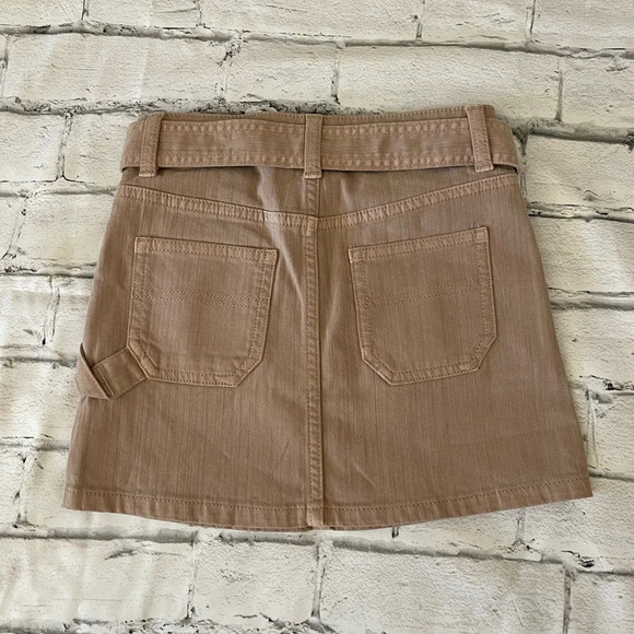 NWOT Girl’s SO tan colored flat front jean skirt w/matching belt, Size 8 - Picture 2 of 3